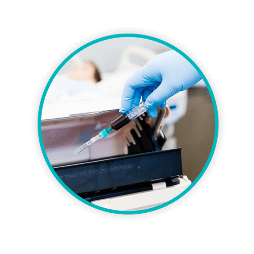 Circle Sharpsmart needle activated LR