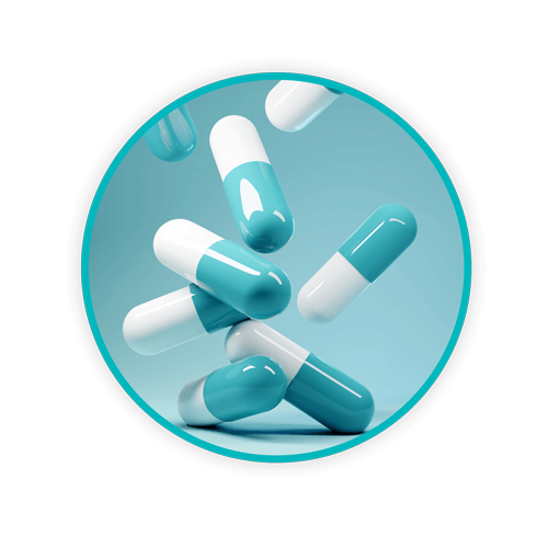 Circle teal pills LR